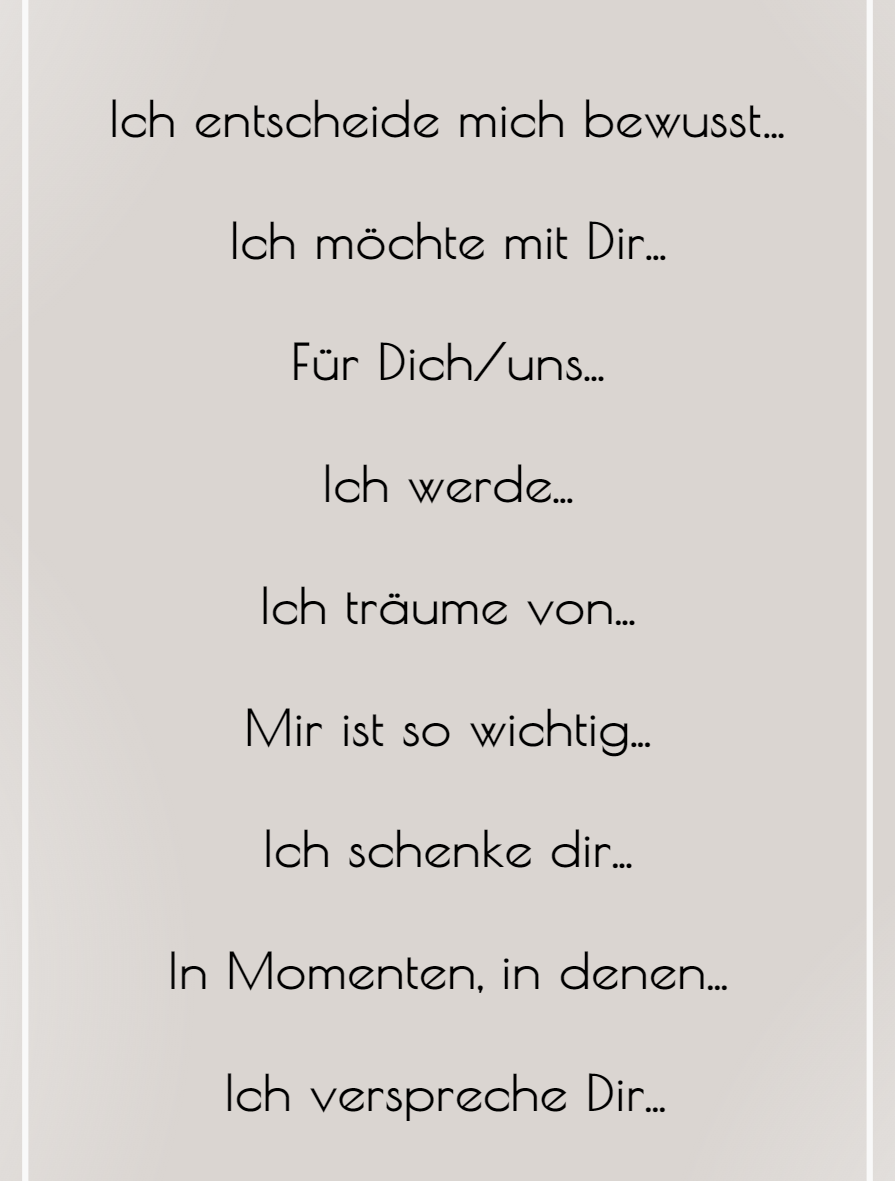 Eheversprechen schreiben Charaktermomente